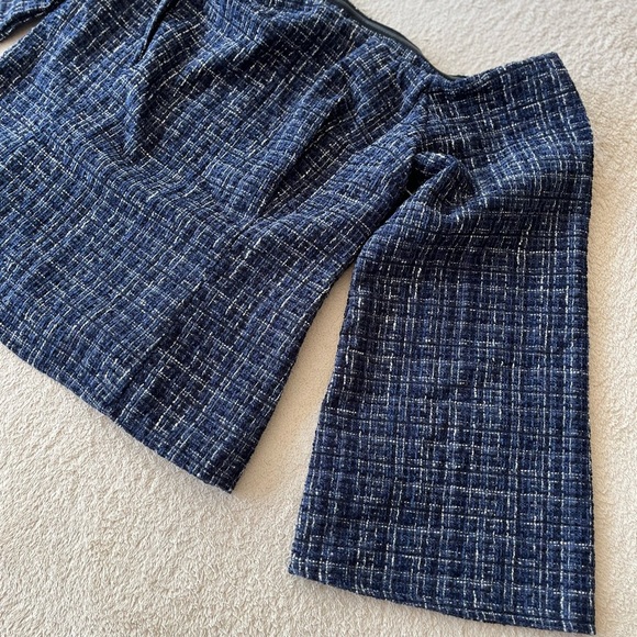 NWT Zara Navy Blue Tweed Off-Shoulder Flare Sleeve Top XS - Picture 5 of 14